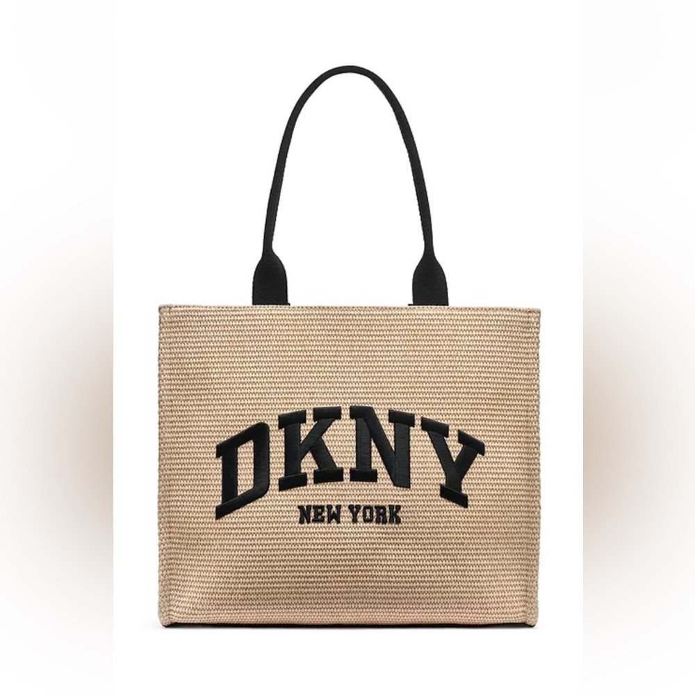 DKNY Tan and Black Logo Tote